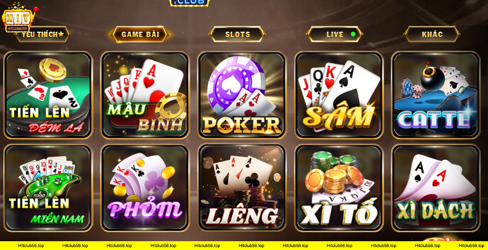 Giao diện các trò chơi bài casino trực tuyến đa dạng